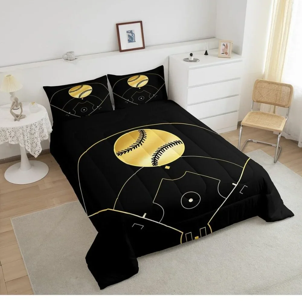 NEW Feelyou Kids Baseball Comforter Set Boys Girls Sport Bedding Twin Set